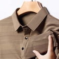thumbnail image 5 of Polo Shirts For Men Color Blocked Striped Lapel Pocket Casual Loose Short Sleeve Male Tops, 5 of 6