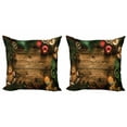 thumbnail image 1 of Ambesonne Christmas Throw Pillow Cover 2 Pack, Rustic Lodge Wood, 20", Brown Green, 1 of 2