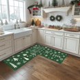 thumbnail image 5 of Merry Christmas Kitchen Rug Xmas Trees Winter Snowflake Let It Snow Kitchen Mats Set of 2 for Christmas Home Decor Low-Profile Kitchen Rug Set, 17x 30 and 17x 47 (Green), 5 of 6