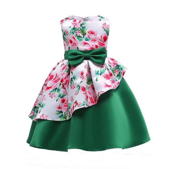 3T Baby Girls Dress Baby Girls Party Dress Floral Layered Dress Sleeveless Dress Birthday Gift 3-4T Toddler Girls Formal Princess Dress Green
