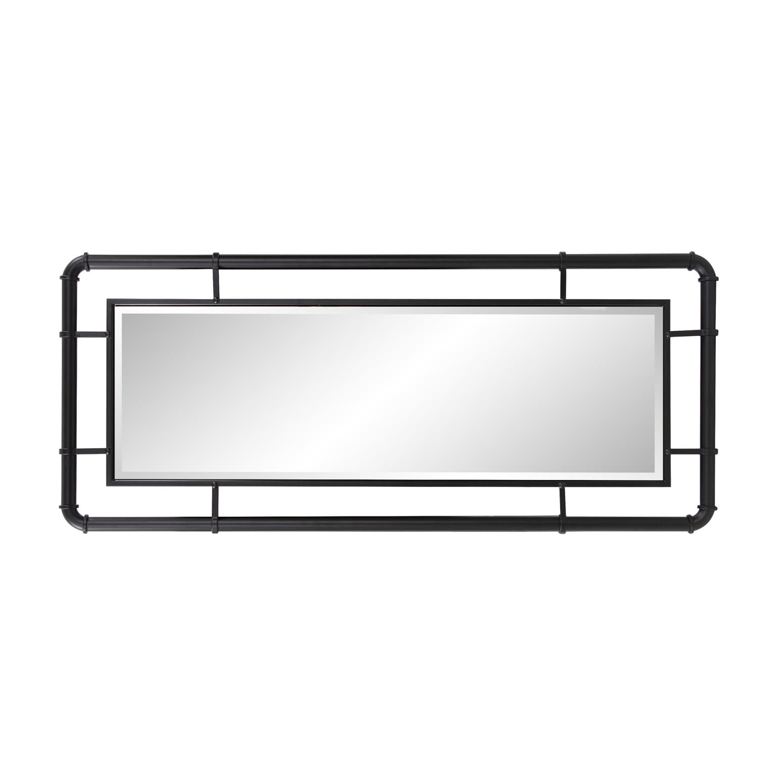 Tyler Dillon Matte Black Pipe Framed Industrial Dressing Mirror - 42"H x 18"W x 2"D