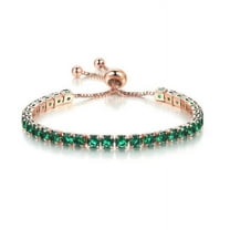Paris Jewelry 18k Rose Gold 7 Cttw Created Emerald Round Adjustable Bracelet Jewelry for Men | Women plated
