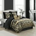thumbnail image 3 of Lanco Floral Polyester Comforter Set, Queen, Black, 7-Pieces, 3 of 7
