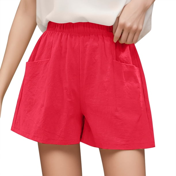 MKLEKYY Pantalones Cortos Anchos, Casuales, de Cintura Alta, Holgados y Finos para Mujer