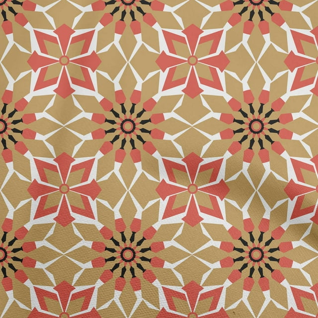 oneOone Velvet Light Brown Fabric Geometric Sewing Material Print Fabric By The Yard 58 Inch Wide