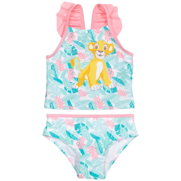 Disney Lion King Simba Toddler Girls Pullover Tankini Top Bottom White 3T