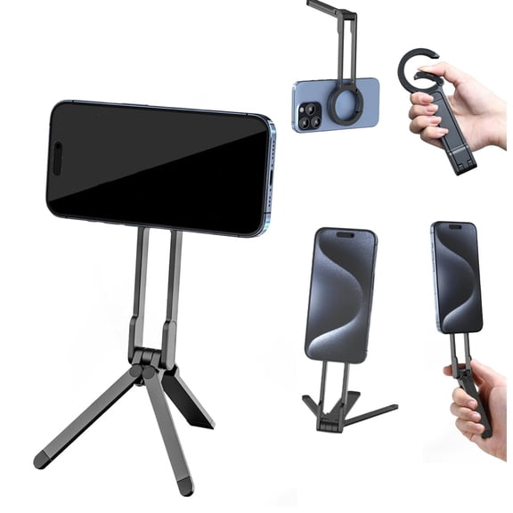 Magnetic Phone Tripod Stand, Lightweight Aluminum Tripod with Carabiner for Streaming, Office & Outdoor Use