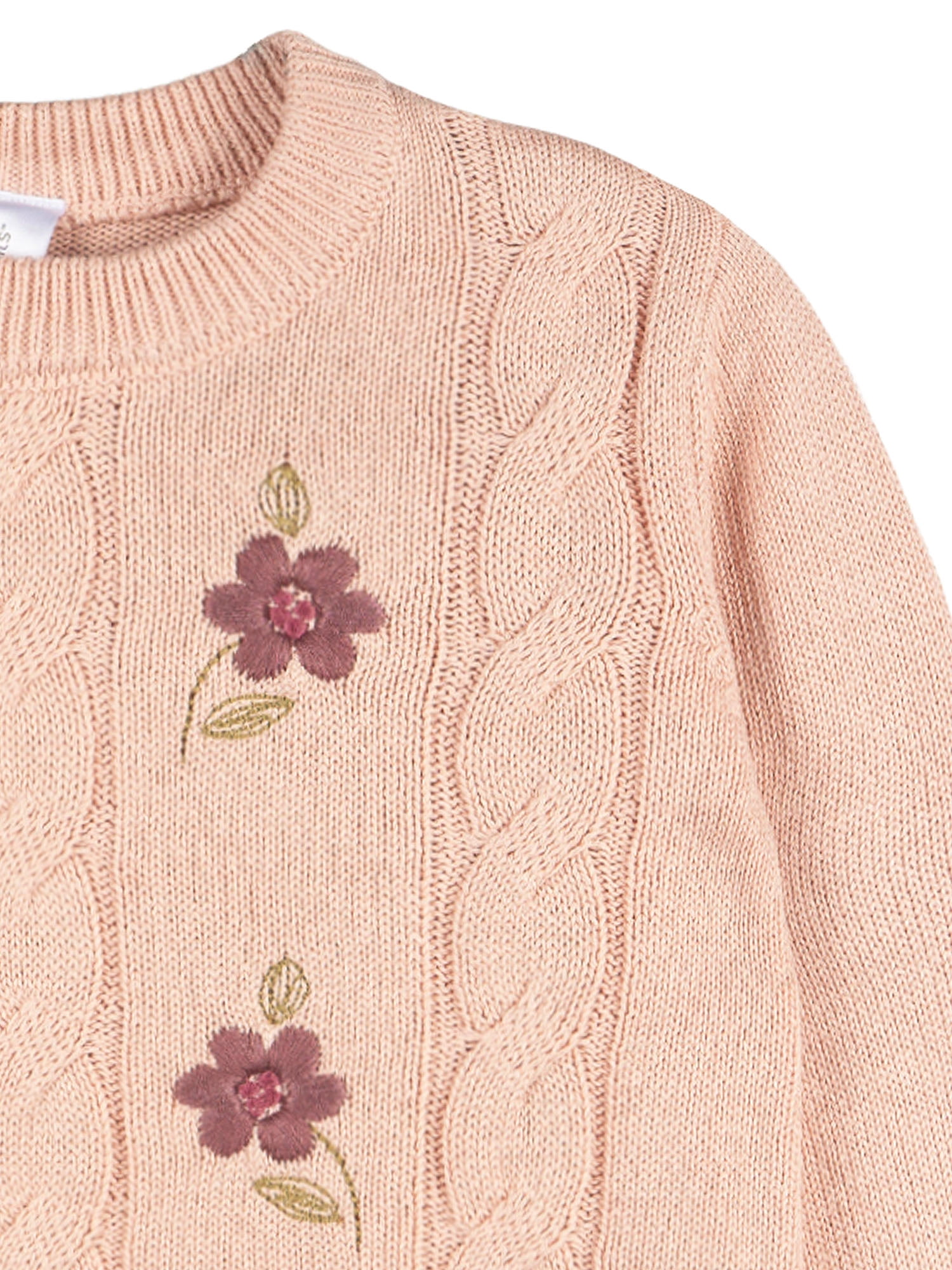 Modern Moments by Gerber Toddler Girl Embroidered Cabel Sweater, Sizes 12 Months - 5T