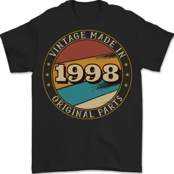 28th Birthday Vintage Made In 1998 Mens T-Shirt Cotton