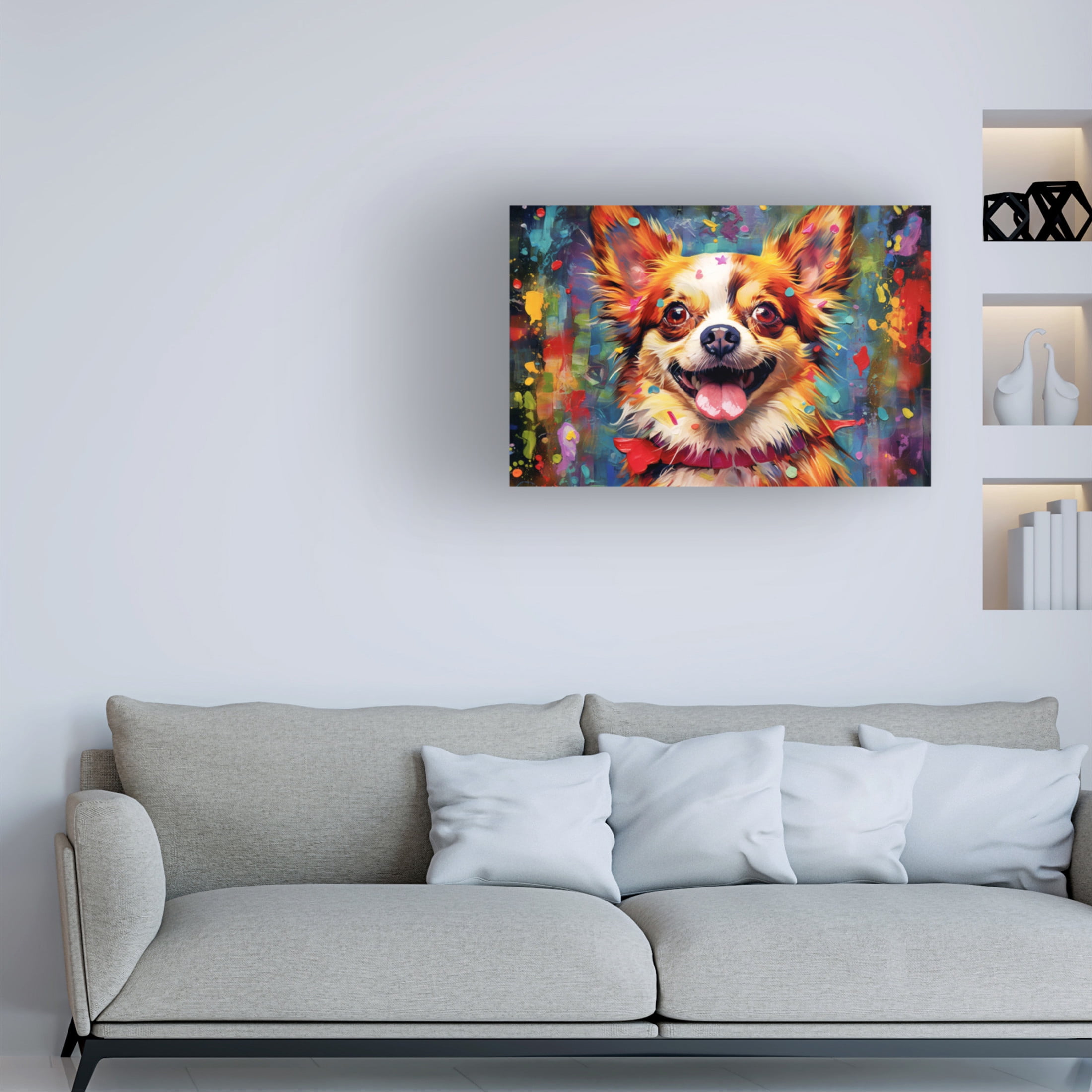 Canvas Wall Art - Ray Heere 'Happy Dog 5' Wall Art for Living Room, Bedroom, or Office Décor by Trademark Fine Art - 47 x 30 Inches