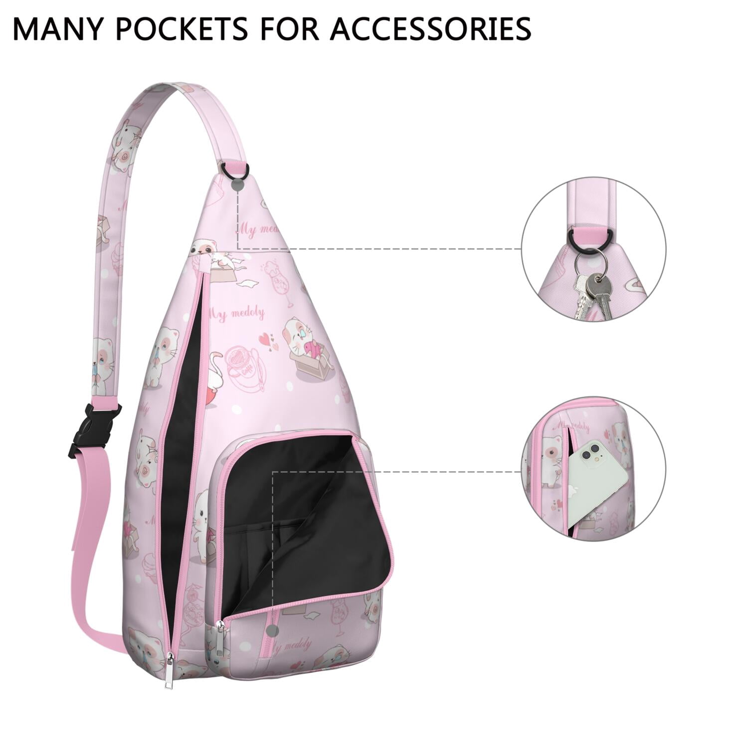 Pet Lover's Vintage Cat Sling Bag - Floral Cat Design Shoulder Backpack (Organized Multi-Pocket, Stylish & Functional)