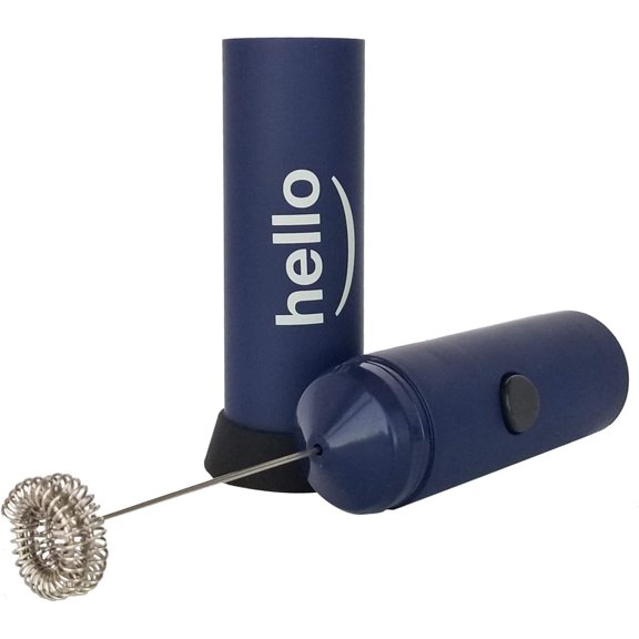MatchaDNA Blue Handheld Milk Frother with Double Whisk and Stand