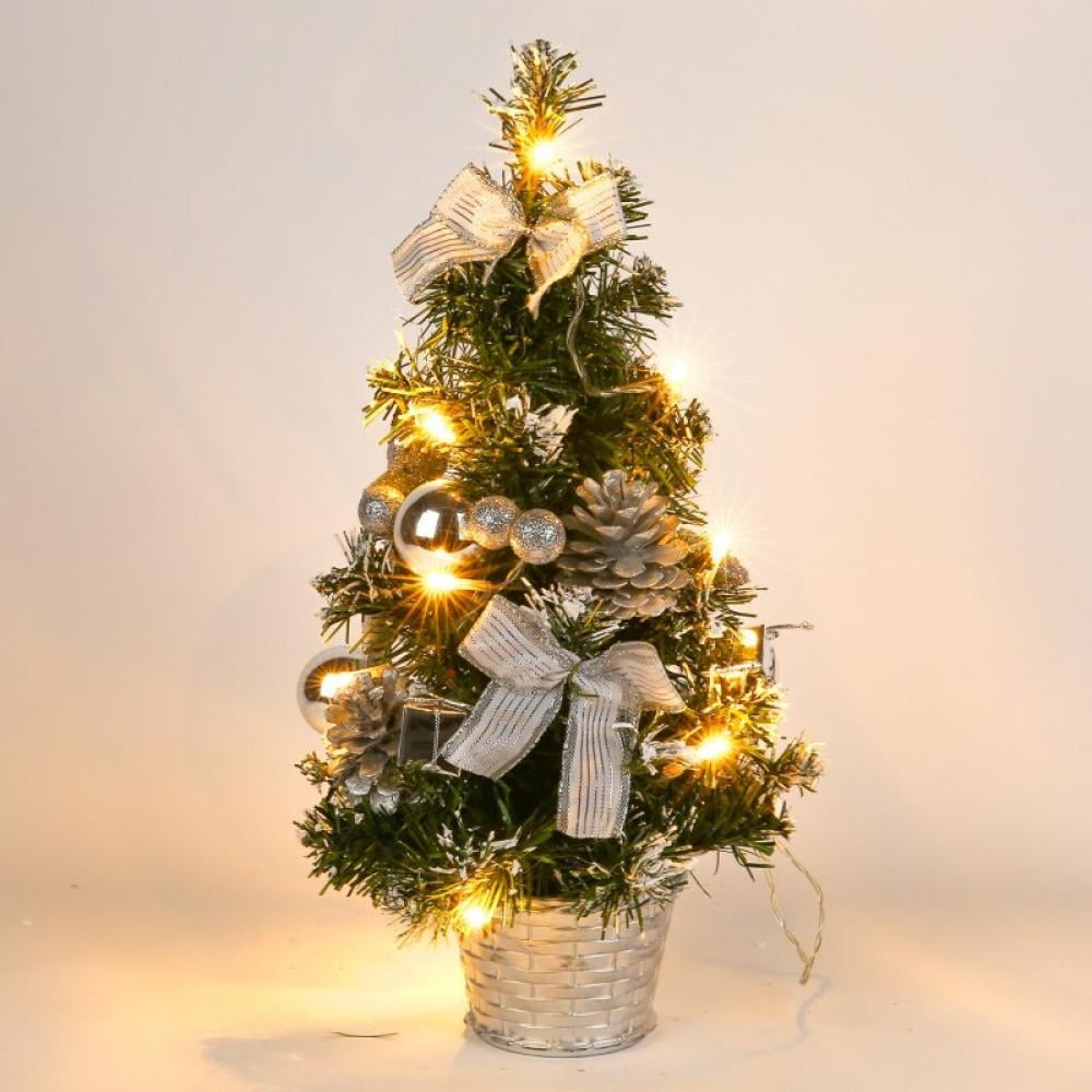 DIY Christmas Decorations for Home Décor Tabletop Christmas Tree 16-inch Pre-Lit Mini Christmas Tree Artificial Mini Christmas Tree Decor Battery Operated with Warm-White LED Lights 