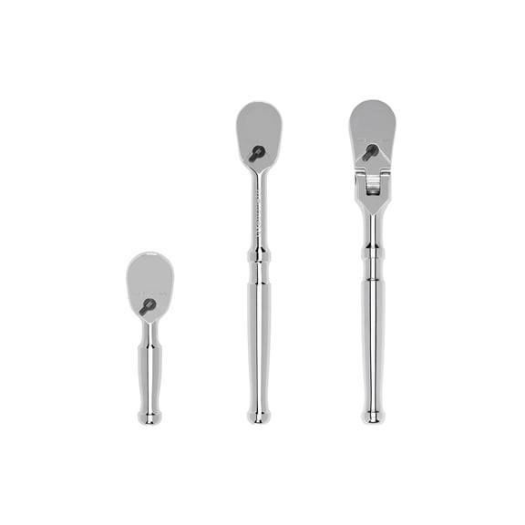TEKTON 3/8 Inch Drive Small Body Non-Quick-Release Ratchet Set, 3-Piece (3, 6 in., 6 in. flex) | SRH99002
