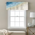 thumbnail image 3 of Abstracts Sandy Beach Valance Curtain for Windows Blue Beige Gradient Seaside Ocean Wave Rod Pocket Curtain Valances Short Window Treatments Panels for Kitchen Bathroom Laundry Basement 42 x 12 Inch, 3 of 9