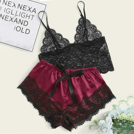 

Roliyen Lingerie For Women New Lace Lingerie Silk Underwear Sleepwear Underwear Pajamas Satin Nightgowns For Women