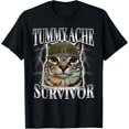 thumbnail image 1 of Funny Cat Sarcastic Humor T-Shirt - "Tummy Ache " Graphic with Military Cat Design, 100% Cotton Relaxed Fit Unisex Tee, Machine Washable, Cat Tshirt, Allseason Apparel, Humorous Graphic Tee, 1 of 5