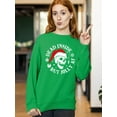 thumbnail image 3 of Christmas Dead Inside But Jolly Santa Skull Holiday Shirt Crewneck Sweatshirt, M, Green, 3 of 6
