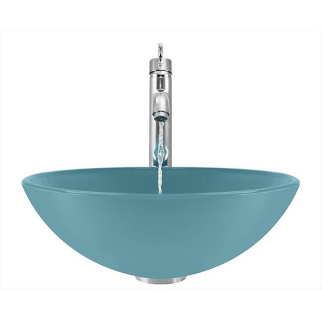 Polaris 601-TQ-718-C Turquoise Chromé Salle de Bain 718 Récipient Robinet Ensemble