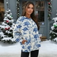 thumbnail image 2 of SCRAWLGOD Sea Turtle Floral Print Blue White Womens Long Sleeve Sweatshirts Casual Crewneck Pullover Tops Drop Shoulder Fashion Sweatshirt with Pocket for Daily Wear, XL, 2 of 7