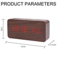 thumbnail image 2 of Reloj despertador digital de madera, luz roja de madera de bambú, 2 of 5