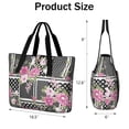 thumbnail image 3 of Tote Bag for Women - Pioneer Flower Shoulder Bag - Large Utility Work Duffle Bag with Zipper Handbag for Travel, Work, Sprots, 3 of 5