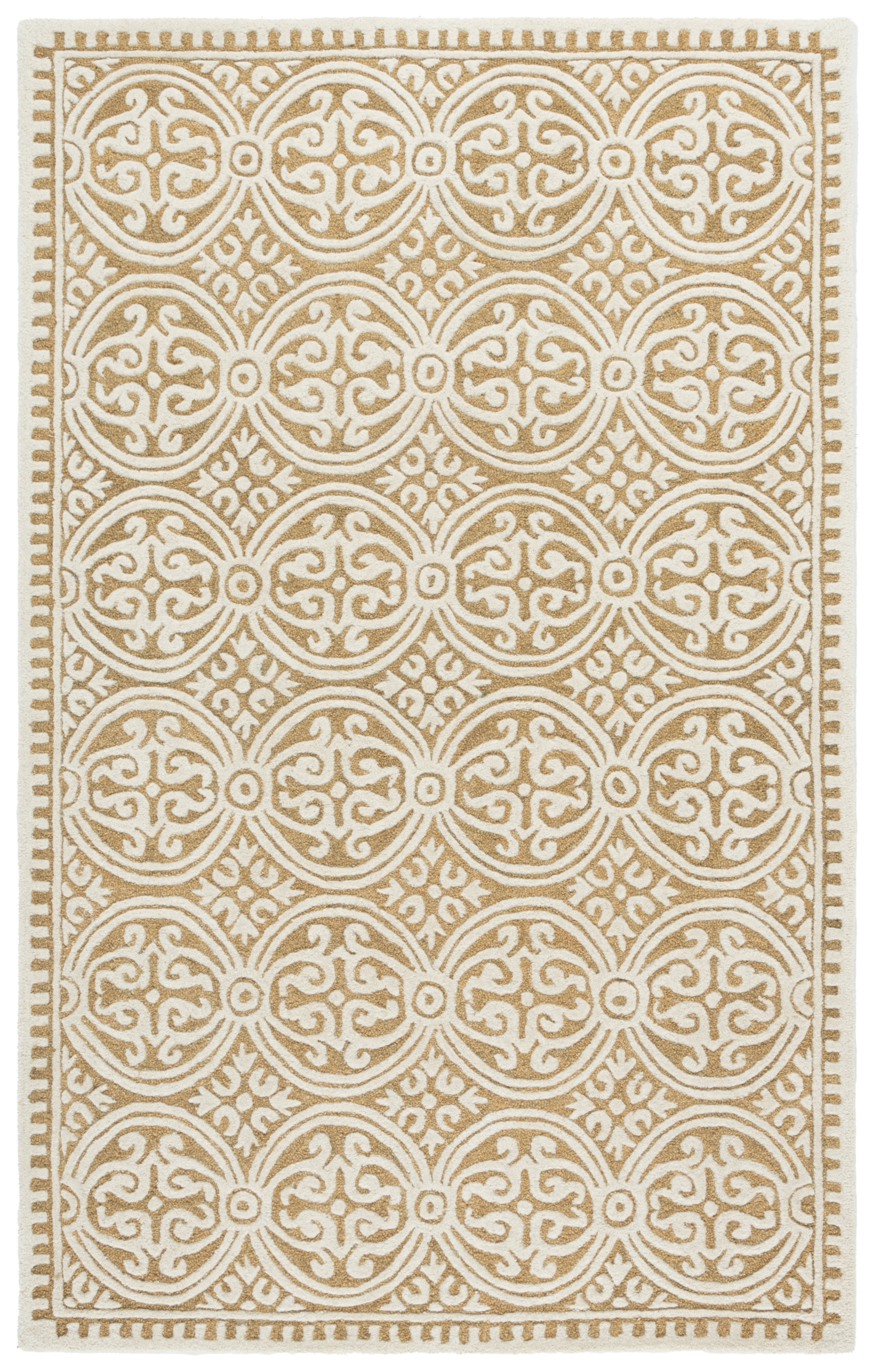 Safavieh Cambridge Leslie Geometric Wool Area Rug, Ivory/Gold, 6' x 6' Square