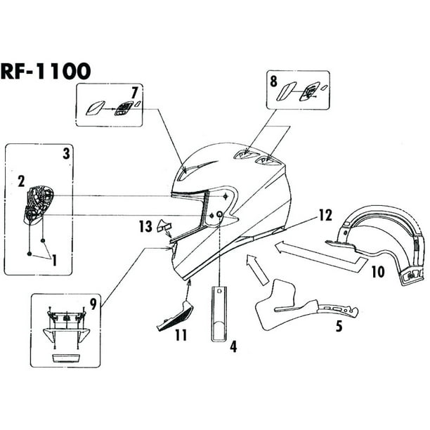 Shoei Helmet Parts and Accessories RF1100 Upper Air Intake Vent