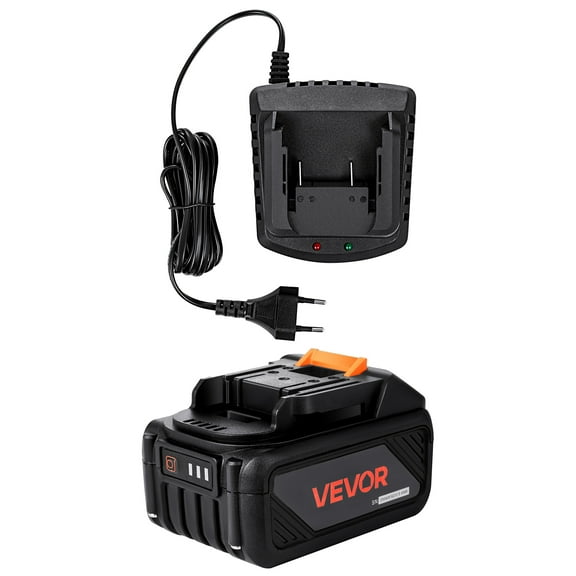 VEVOR 20V MAX, Portable Battery and Charger Combo, AC 110V, 4.0 Ah Lithium-Ion Battery Pack,4000 mAh Large Capacity, Extended Runtime,Compatible with Series Tools, for Replacement and Fast Charging
