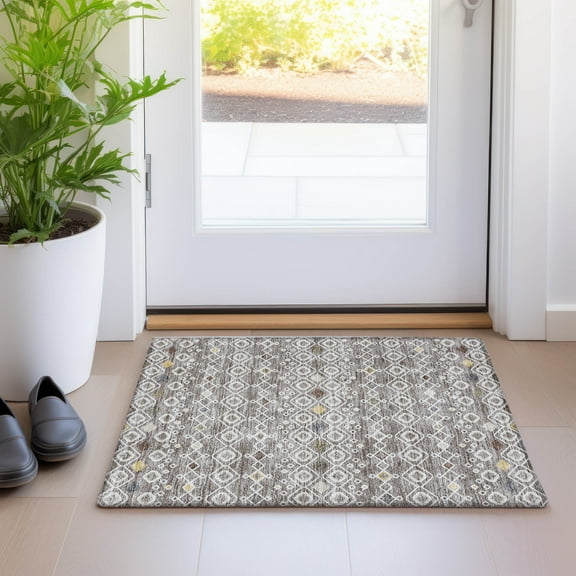 Addison Rugs Chantille Indoor/Outdoor Transitional Southwest Taupe Washable Rectangle Rug, 1'8" x 2'6"
