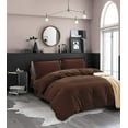 thumbnail image 2 of All Season Suitable 2-Piece Duvet Set, Solid Design, Corner Ties & Button Closure, Matching Sham Included, Twin/Twin XL, Brown, 2 of 5