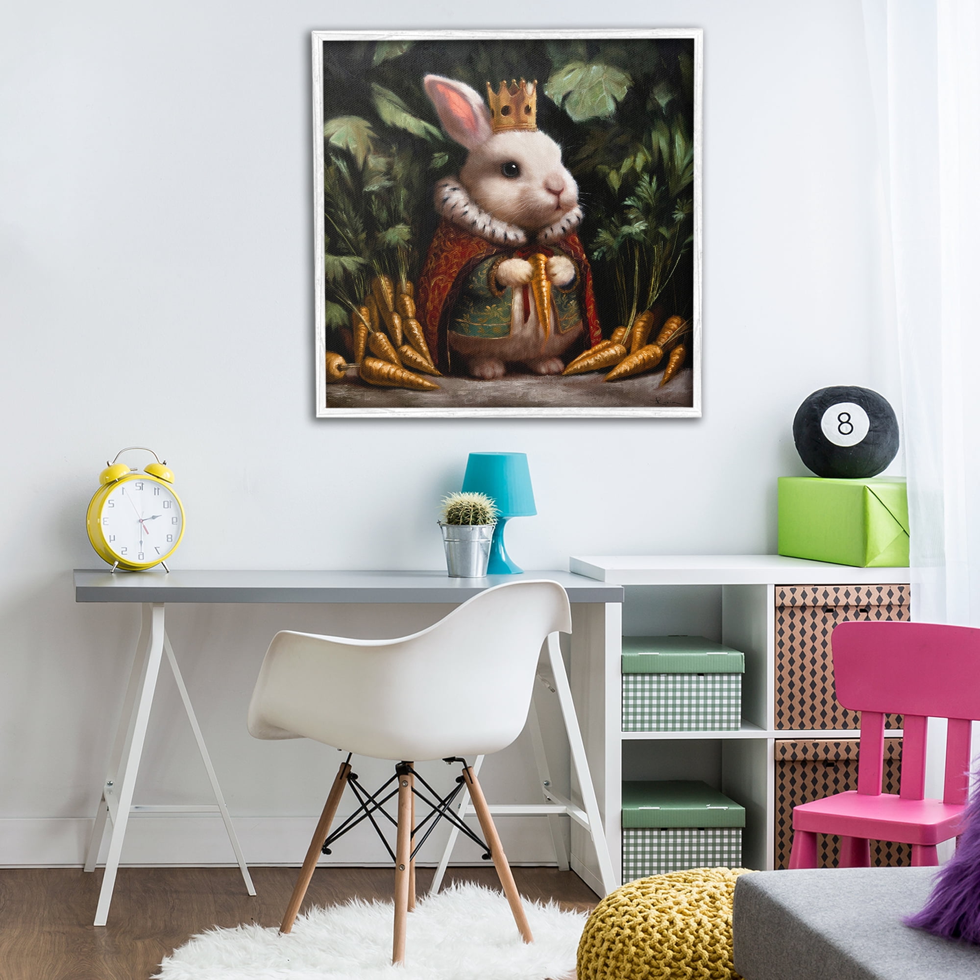 Stupell Industries Carrot Gold Royal Rabbit White Framed Giclee Art, design by Lucia Heffernan