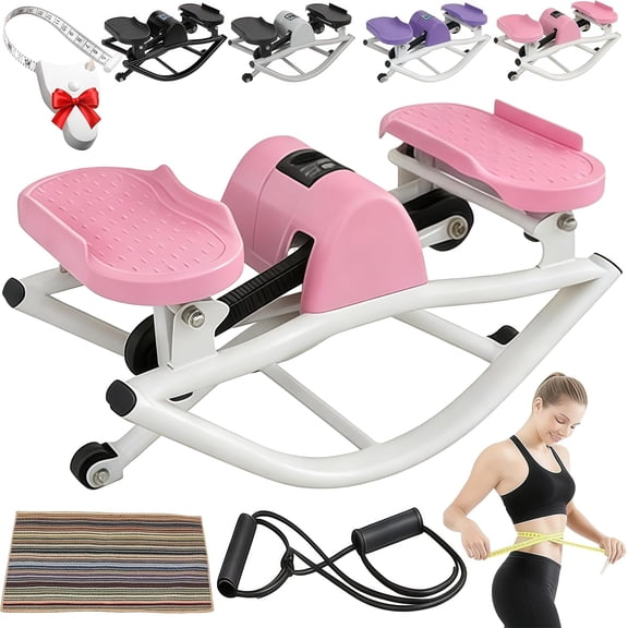 2026 New Mini Stepper Exercise Machine, Rocking Stepper Side to Side with Digital Display & Anti-Slip Mat, Stepper Machine Bands Low-Impact Glutes for Home & Dormitory Use