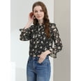 thumbnail image 2 of INSPIRE CHIC Women's Long Sleeves Tie Neck Ruffle Collar Floral Print LeisureTop, 2 of 6