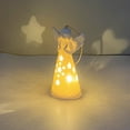 thumbnail image 2 of Guardian Angel Figurine Exquisite Smooth Surface Porcelain Delicate Angel LED Lighting Prayer Figurine for Home, 2 of 10