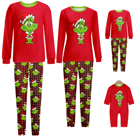 

Family Christmas Pajamas Sleepwear Set Christmas Santa Monster Cartoon Print Baby-Kids-Adult-Pet Size 2 Pieces Top and Pants Bodysuits Xmas Pjs Set