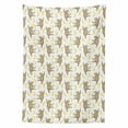 thumbnail image 2 of Sloths Tablecloth, Tropical Print of Dancing Sloths and Banana Silhouettes on a Plain Backdrop, Rectangle Satin Table Cover for Dining Room and Kitchen, 52" X 70", Cocoa White Yellow, by Ambesonne, 2 of 2
