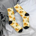 thumbnail image 4 of JUNZAN Light Yellow Plaid Sunflower Mens Funny Socks for Men Women Colorful Fun Novelty Crew Patterned Socks, 4 of 6