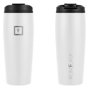 IRON FLASK Nomad Tumbler 2 Lids Straw-Flip Vacuum Insulated Stainless Steel Bottle, Double Walled, Winter White, 20 Ounces