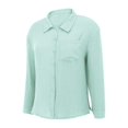 thumbnail image 5 of Lixiuxyad Button Down Shirts for Women Women's Casual Long Sleeve Shirt With Side Slits And Pocket Versatile Basic Top For Spring Summer Fall Everyday Wear Beach Date Outfit,Green, 5 of 7