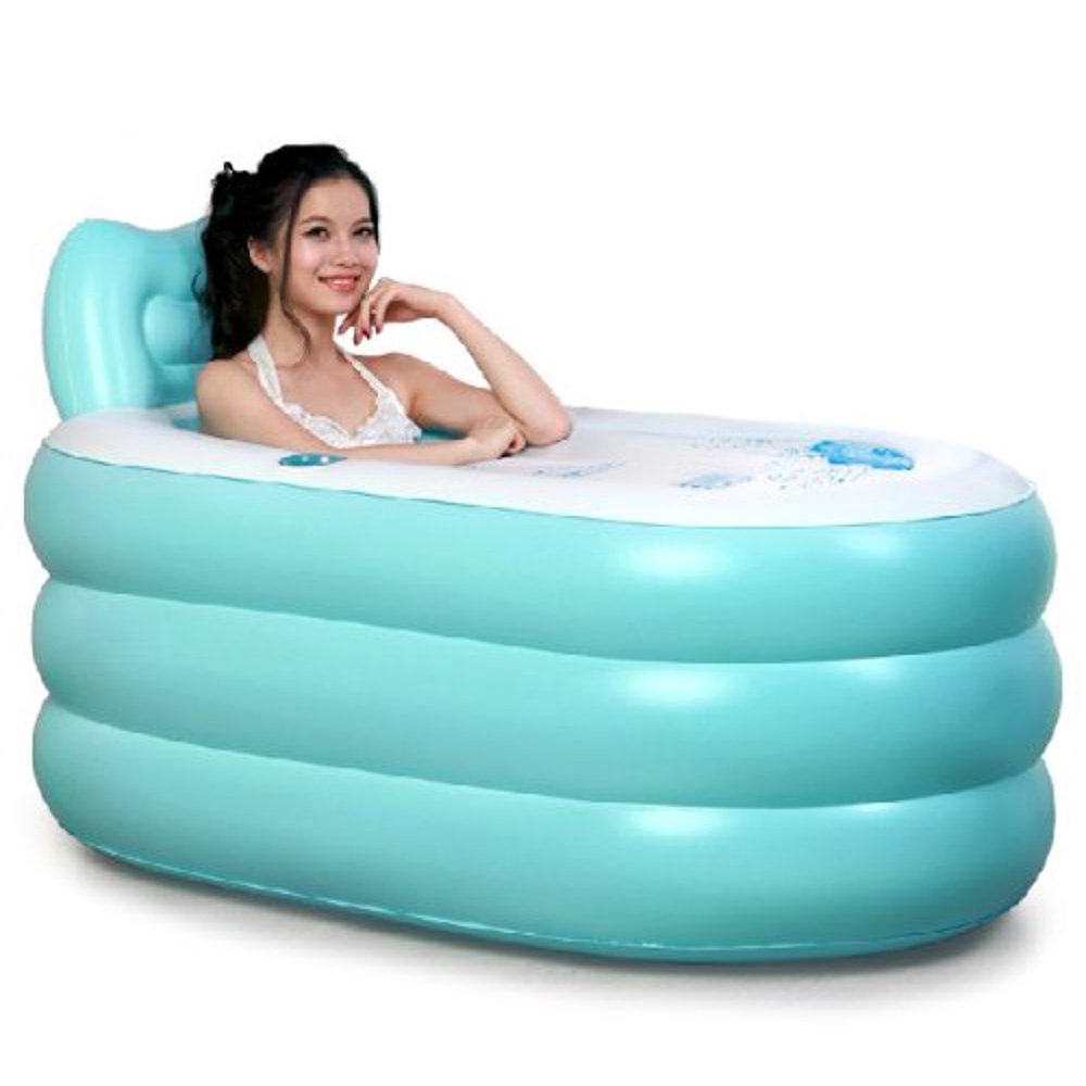 Fashion Adult Inflatable Bath Tub with Electric Air Pump (blue bathtub, large)