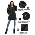 LELINTA Women Plus Size Winter Coats Hooded Warm Puffer Lined Jacket Zip Parka Raincoat Active Outdoor Trench Long Coats - image 2 of 7