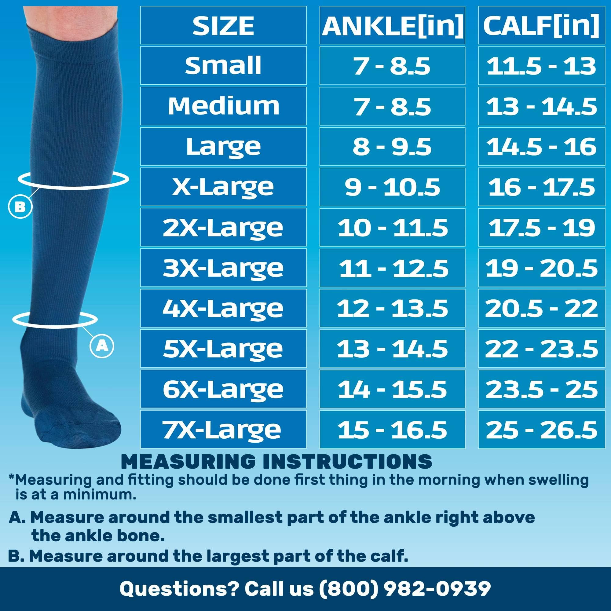 Made in USA - Opaque Compression Socks for Women Men 20-30mmHg - Navy, X-Large