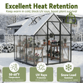 thumbnail image 5 of Sanerto 6x6ft Outdoor Walk-in Greenhouse with Thermometer Hygrometer, Heavy-Duty Polycarbonate Green House with Reinforced Aluminum Frame for Garden, Backyard, and Winter Planting, 5 of 7