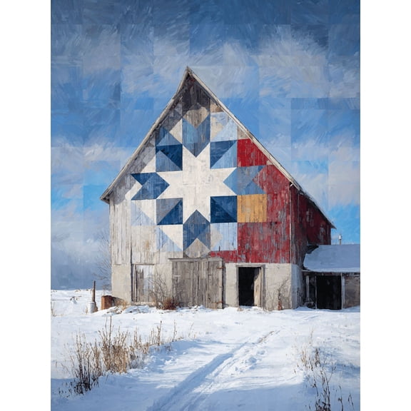 Barn Quilt Canvas Print, Suitable for Farmhouse Rustic Country Home Living Room Bedroom Office Entryway Dining Room Decor