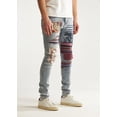 thumbnail image 2 of Embellish NYC Men's West Patchwork Distressed Skinny Fit Stretch Denim Jeans (28, Blue Stonewash), 2 of 5