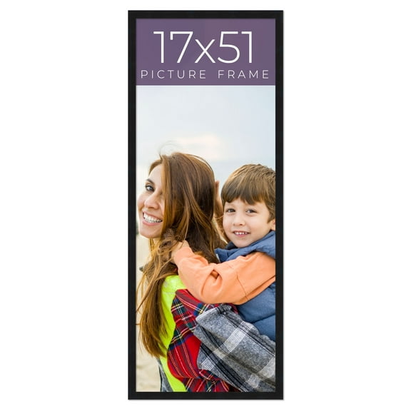 17x51 Frame Black Real Wood Picture Frame Width 0.75 inches | Interior Frame Depth 0.5 inches |