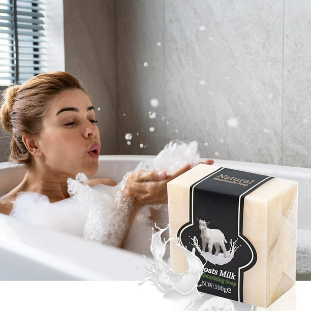 Jabón de leche de cabra en barra para rostro y cuerpo. Elimina manchas oscuras. Limpieza profunda. Jabón natural hecho a mano. Suave para todo tipo de piel. Para hombres y mujeres.