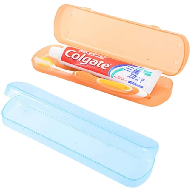 2 uds estuche de cepillo de dientes ligero portátil para viaje a casa caja de almacenamiento de pasta de dientes de plástico inhalable organizador naranja y azul Xemadio YQ-3047