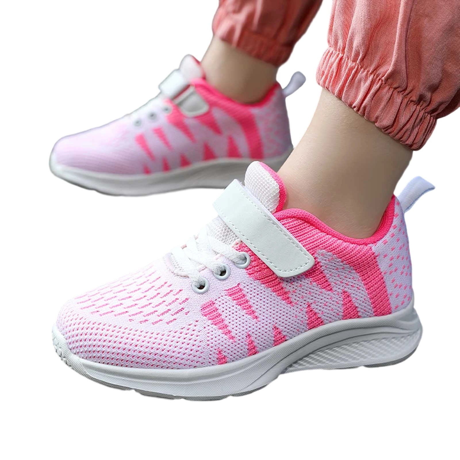 DuoJiaJ Girls Sneakers For Everyday Casual Wear Comfortable Fixed Design Lightweight Breathable Fashionable Footwear For Teens And Kids Age 7 15 Girls Breathable Running Shoes Size 13.5,Pink